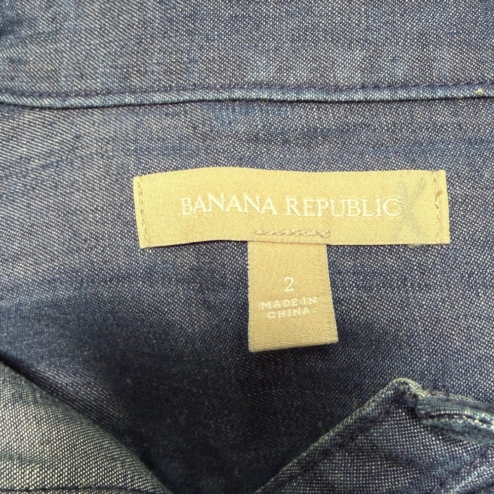 Banana Republic‎ Women's Denim Chambray Shirt Dress Long Sleeve Roll Tab Size 2 - Picture 4 of 4